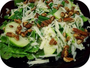 Add some pecans to salad and you have a delicious healthy meal.